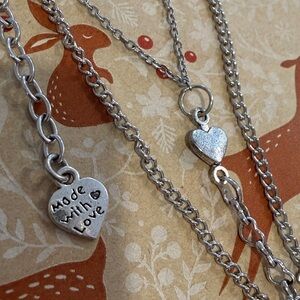 👑IRON HEARTED Silver Heart Multi Chain Necklace 🤍🤍